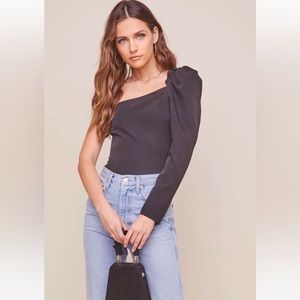 NWT ASTR The Label Black Isolde One Shoulder Bodysuit -1